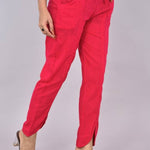 Womens Solid Cotton Slub Knot cross Pattern Trouser