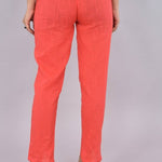 Womens Solid Cotton Slub Knot cross Pattern Trouser
