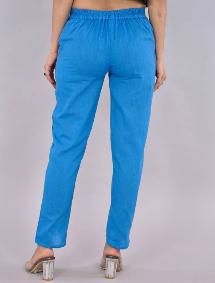 Womens Solid Cotton Slub Knot cross Pattern Trouser