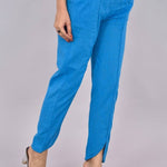 Womens Solid Cotton Slub Knot cross Pattern Trouser