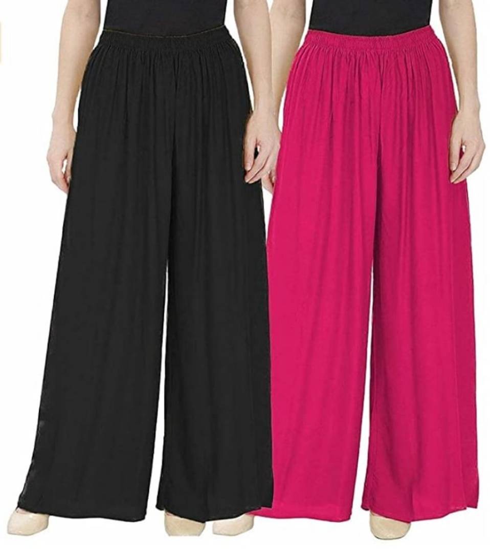 Elegant Rayon Solid Palazzo For Women- Pack Of 2