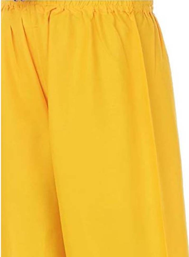 Alluring Trendy Yellow Rayon Solid Palazzo For Women And Girls
