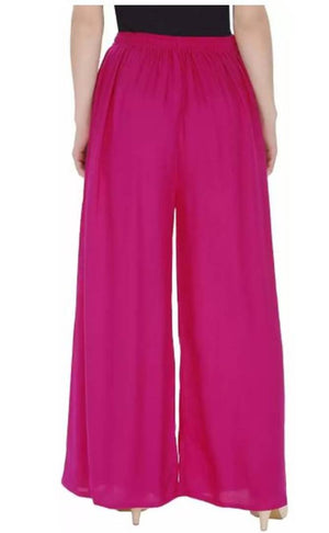 Alluring Trendy Magenta Rayon Solid Palazzo For Women And Girls