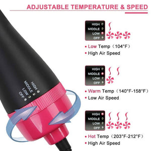 One Step Hair Dryer and Volumizer, Hot Air Brush, 3 in1 Styling Brush Styler, Negative Ion Hair Straightener Curler Brush for All Hairstyle