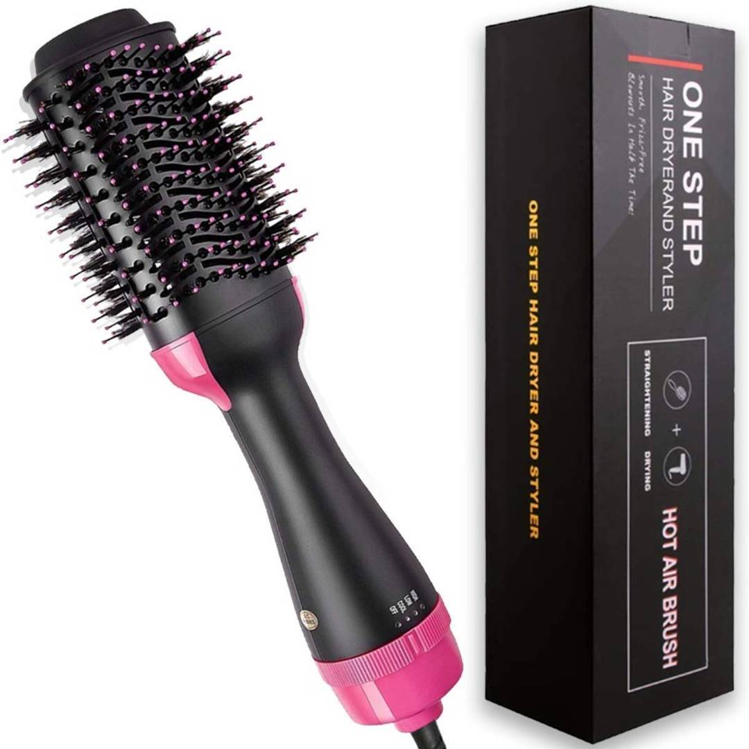 One Step Hair Dryer and Volumizer, Hot Air Brush, 3 in1 Styling Brush Styler, Negative Ion Hair Straightener Curler Brush for All Hairstyle