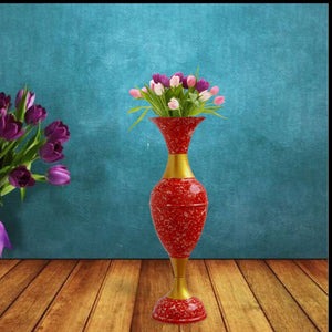 Flower Vase for Living Room Corner Big Size Tall Metal Home Decoration Pack of 1(RED)