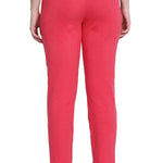 Fashionable Pink Cotton Solid Trouser For Women