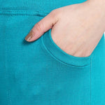 Fashionable Turquoise Cotton Solid Trouser For Women