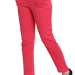 Fashionable Pink Cotton Solid Trouser For Women